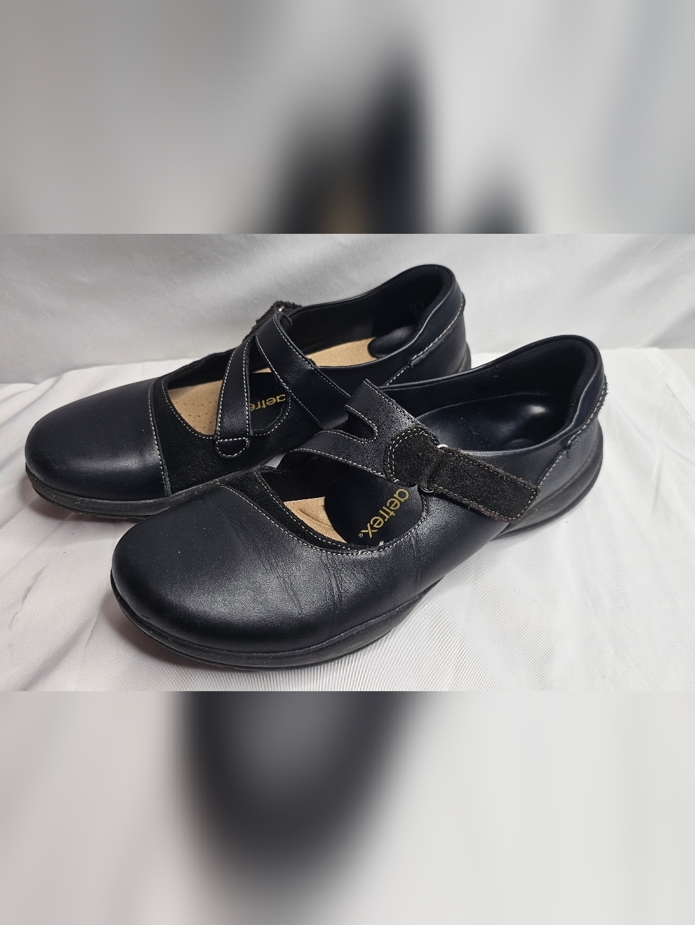 Clarks Roseville Jane Black Leather Mary Jane Shoes Size 9 M Aetrex Orthotic